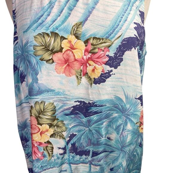 Vintage Whoola’s Rayon Hawaiian print Blue Floral Women's Top - Picture 4 of 7